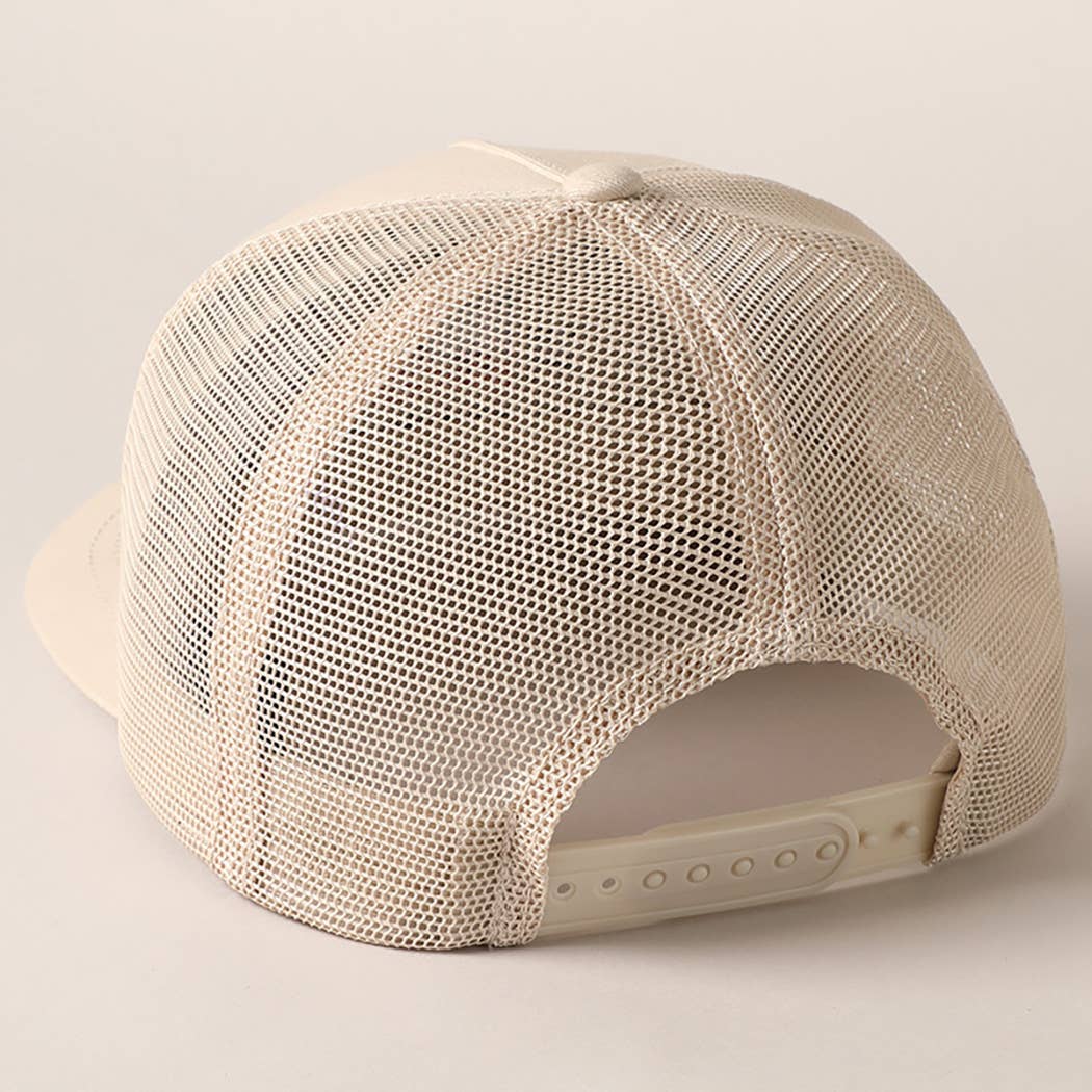 Land Of The Free Embroidery MeshBack Trucker Hat : Putty / ONE SIZE