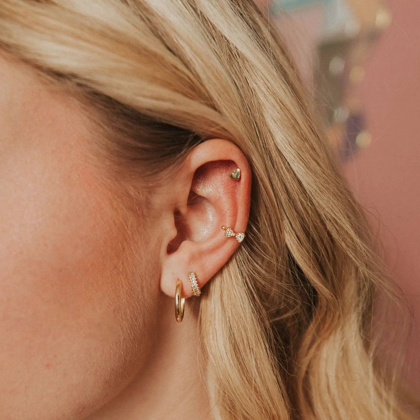 Mini Heart Studs: Gold