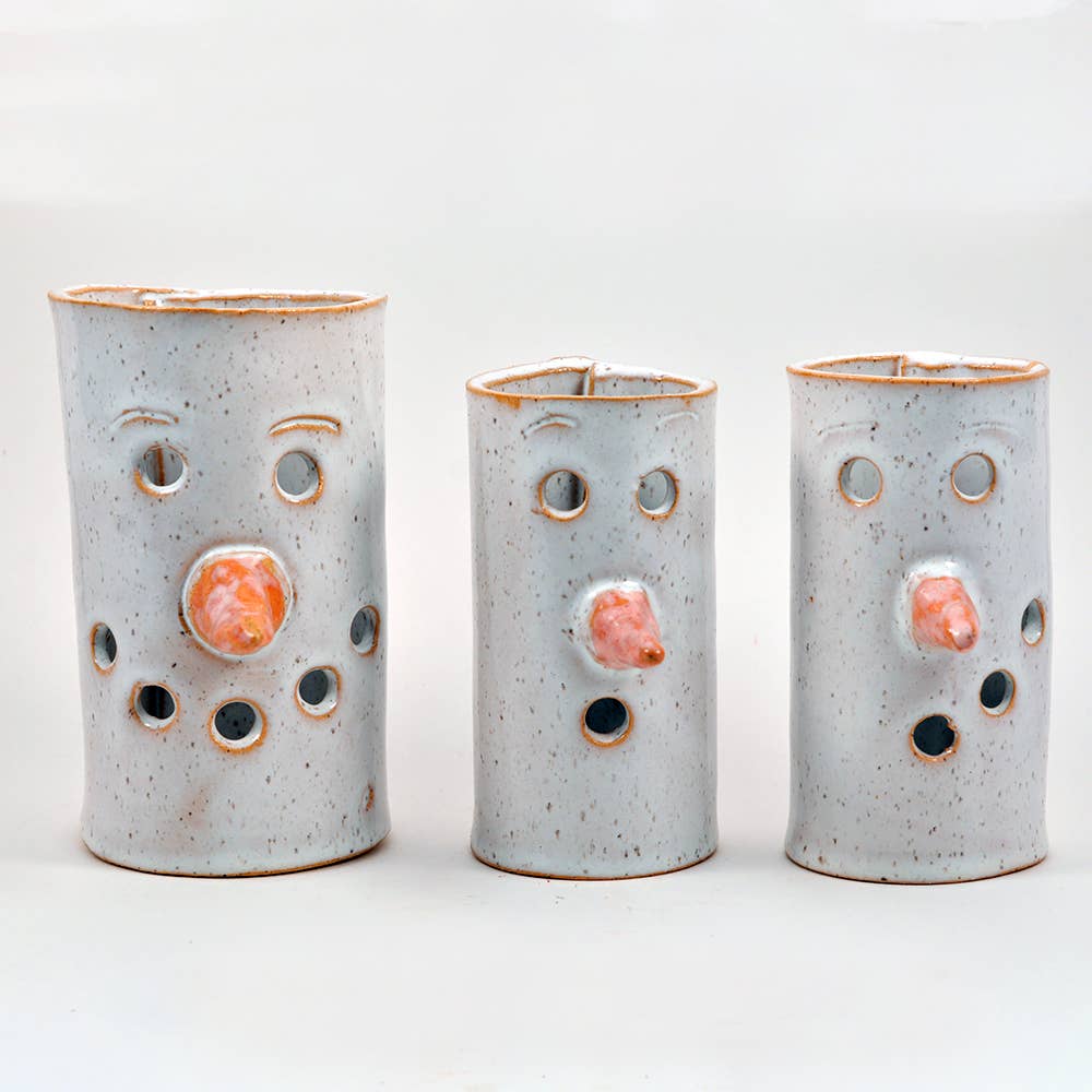Snowman Luminary - Snowmen - Holiday Decor - Snowman Pottery: Medium