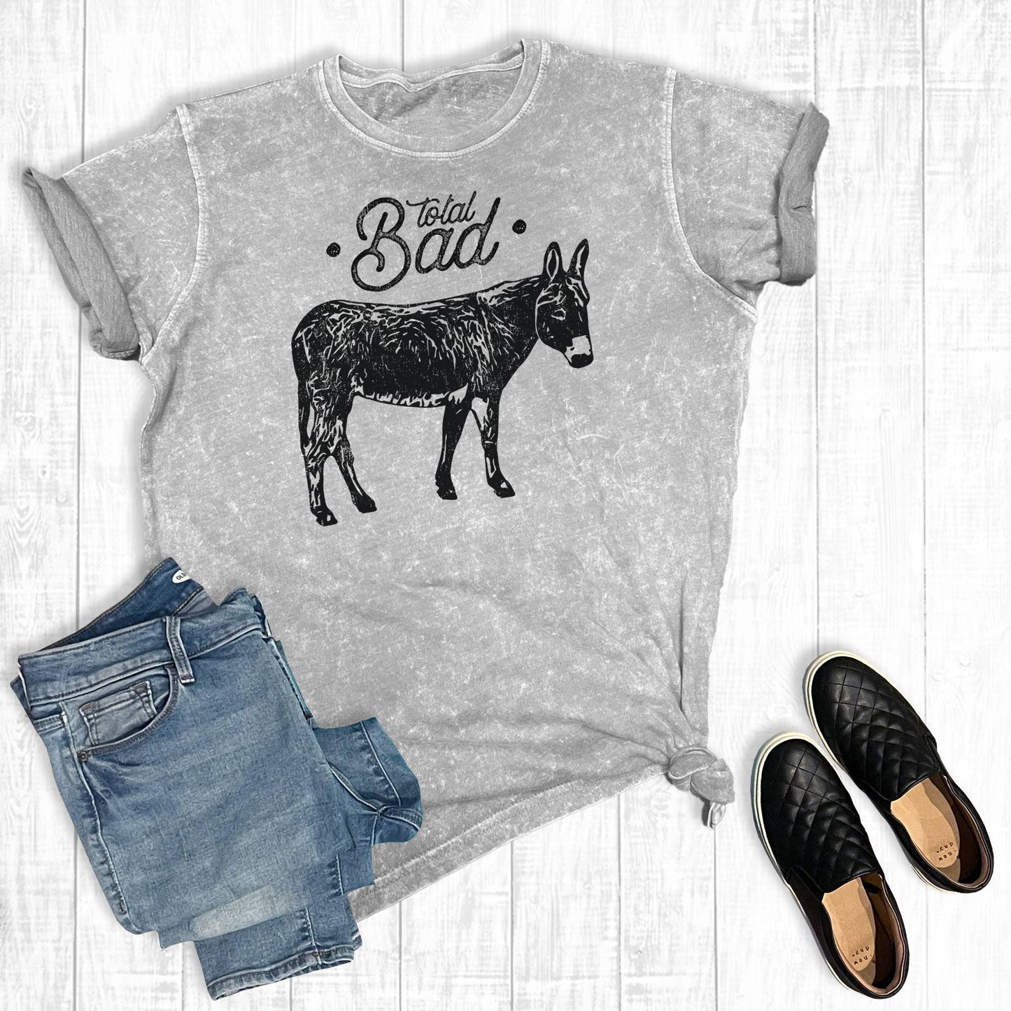Western Total Bad A Mineral Wash Tee: Gray