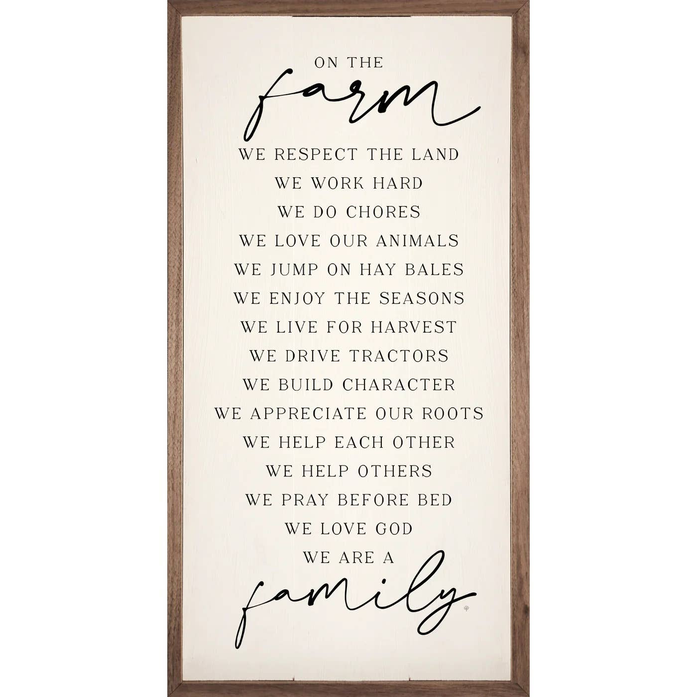 On The Farm We Are Family White: 8 x 16 x 1.5