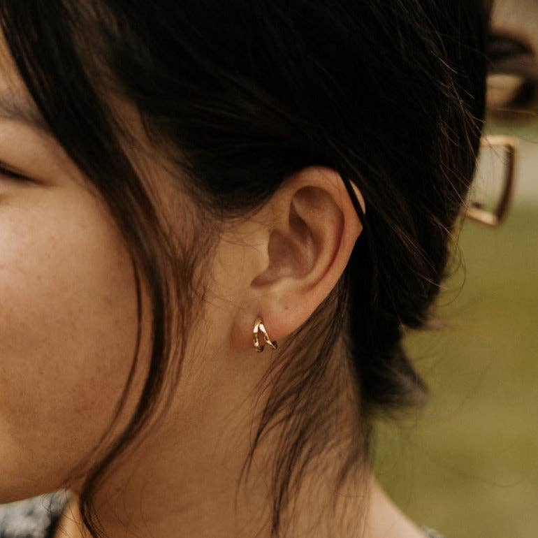 Sadie Double Band Hoops: Silver