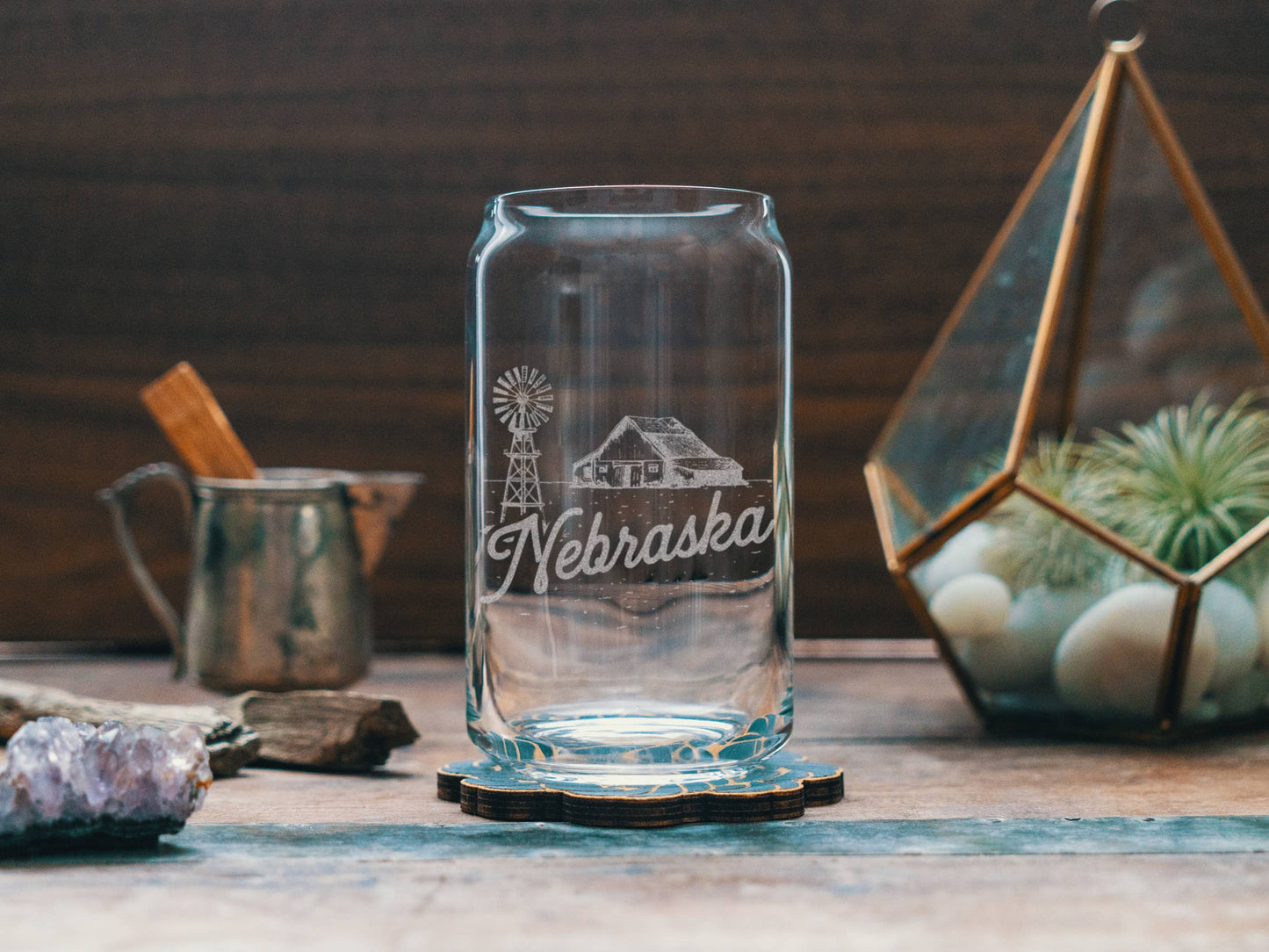 Nebraska State Drinking Glasses: Beer Can ~16 oz