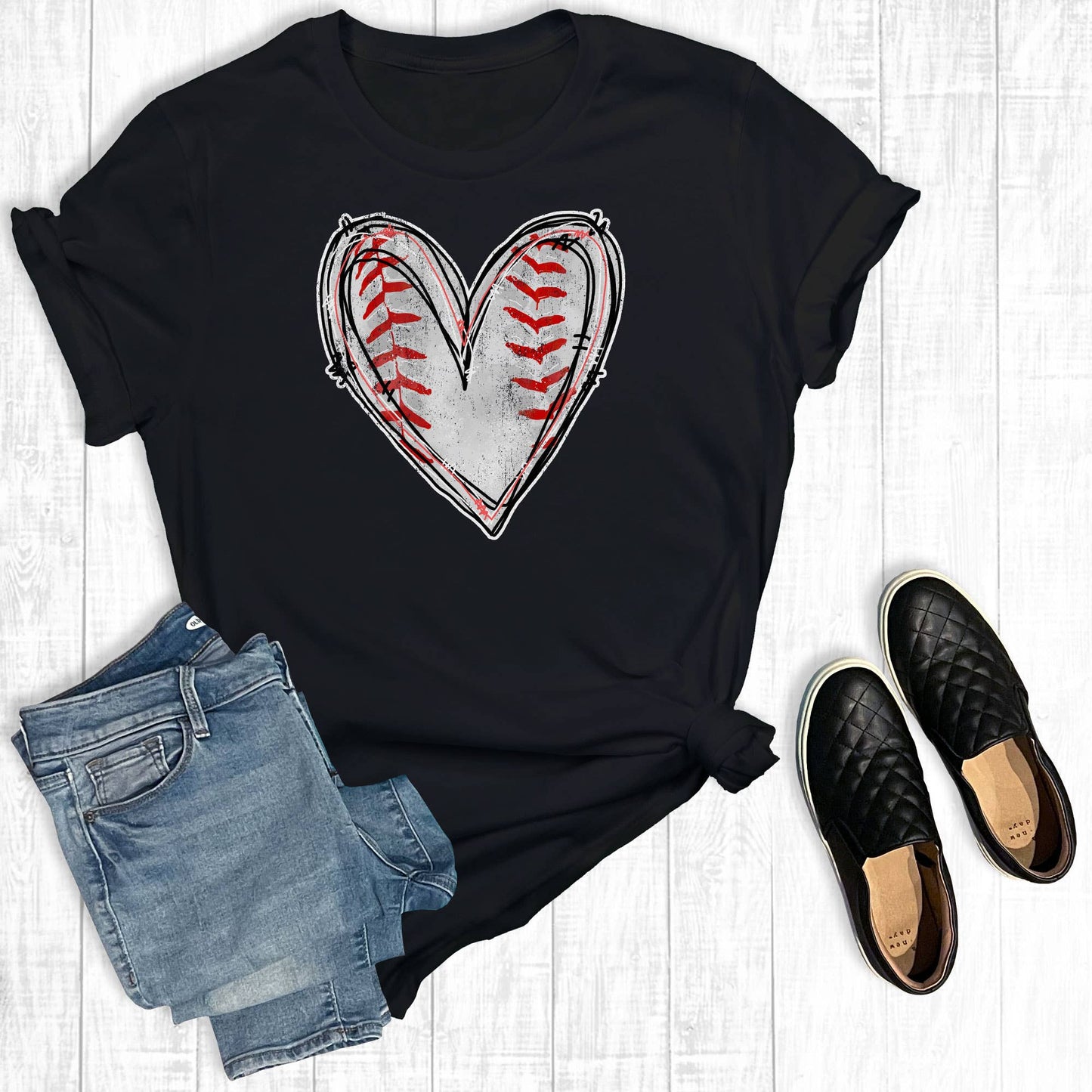 Baseball Heart Tee: Black