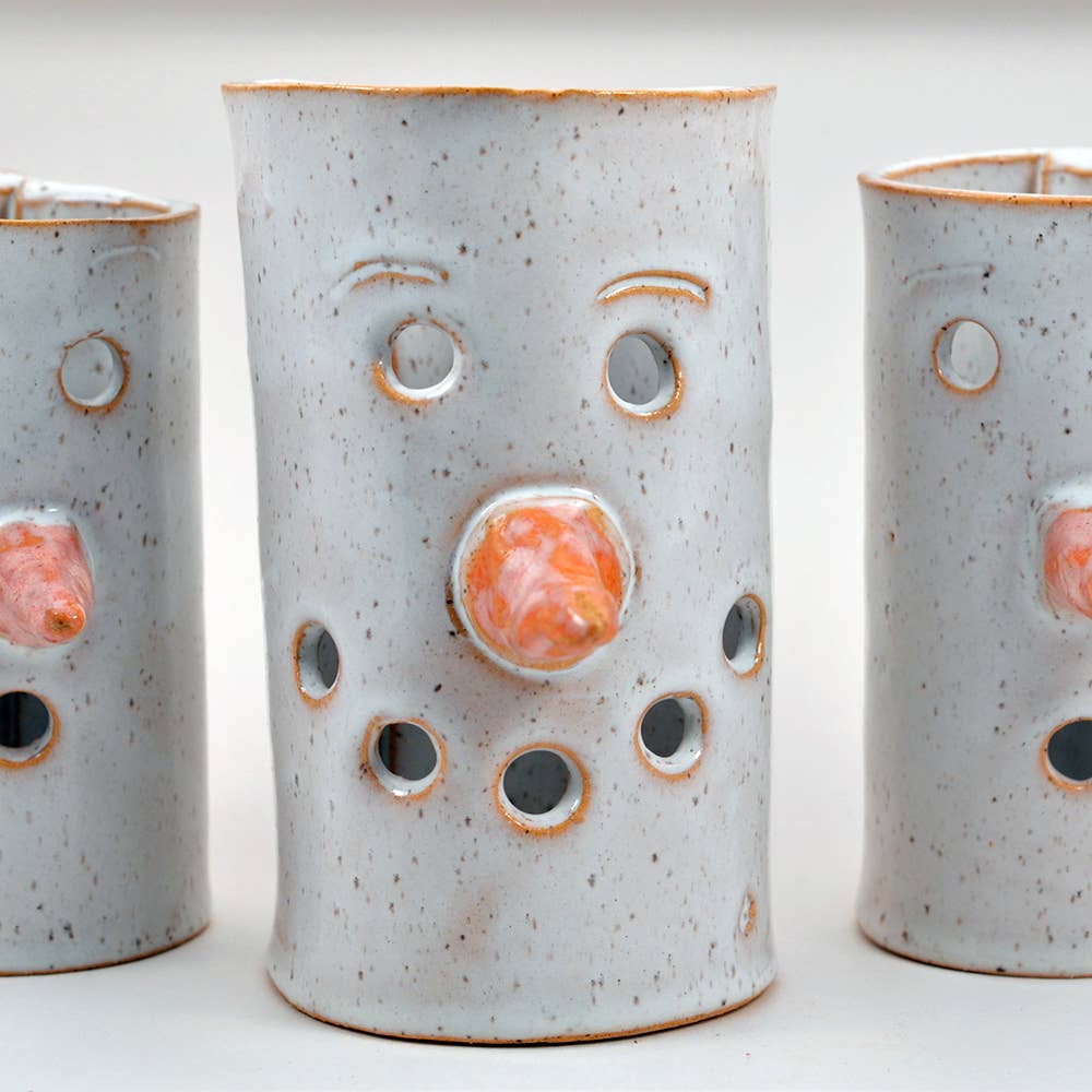 Snowman Luminary - Snowmen - Holiday Decor - Snowman Pottery: Medium