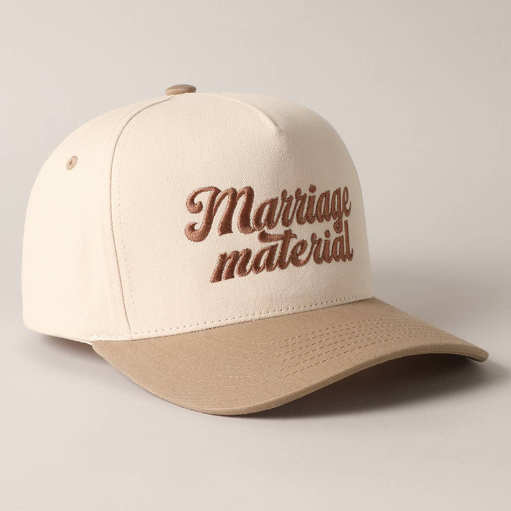Marriage Material Two Tone Trucker Hat: Beige / ONE SIZE