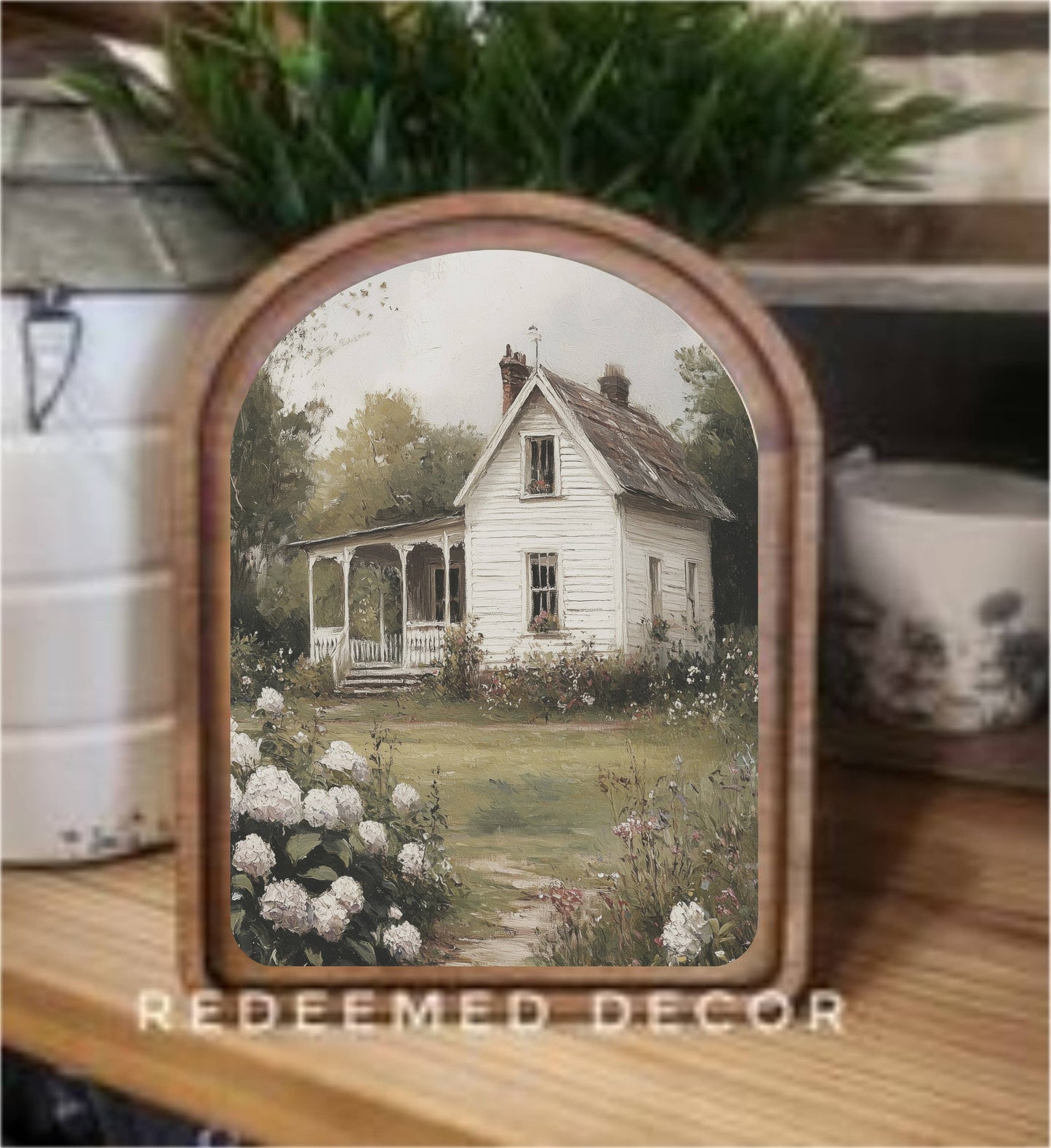 Arch Top Spring Farmhouse Framed Art : 6x8"