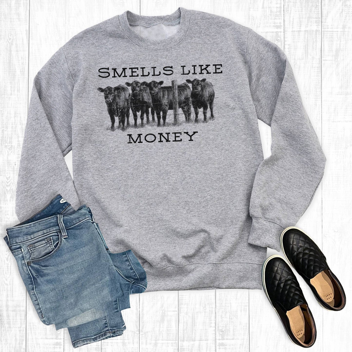 Smells Like Money Sweatshirt: Gray