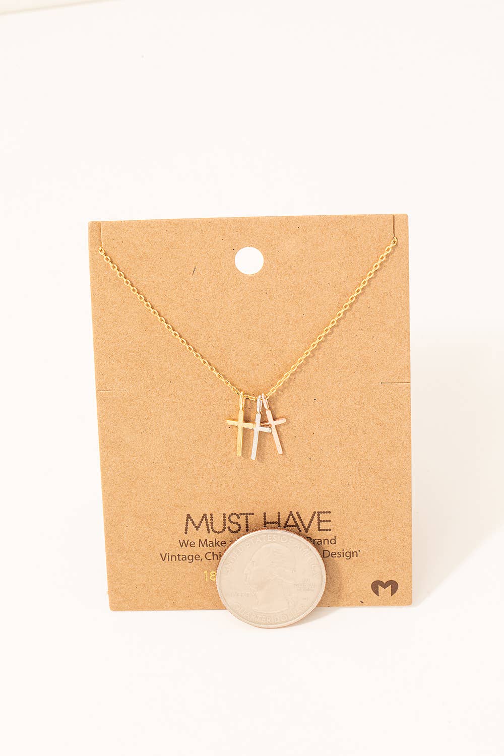 Triple Cross Pendant Necklace: G