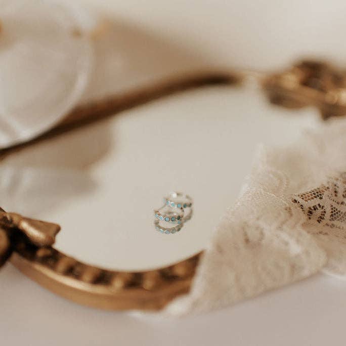 Gaby Turquoise Hoops: Silver