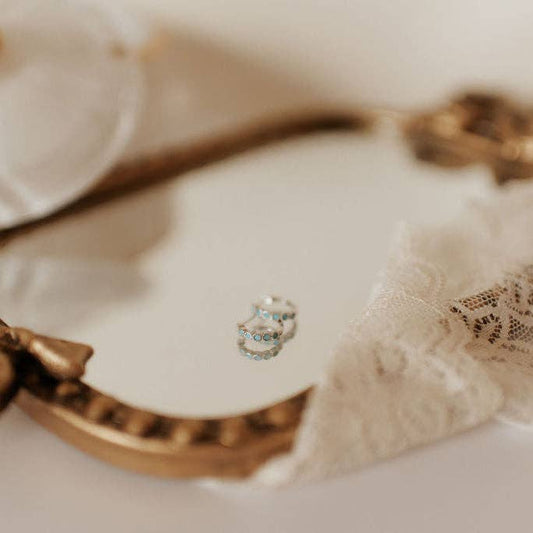 Gaby Turquoise Hoops: Silver