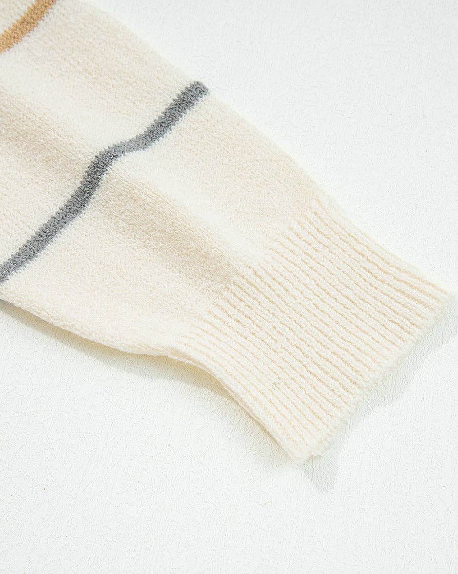Lily Cardigan Sweater | Knitted Cardigan | Striped Cardigan: Multicolour / 100%Acrylic / L
