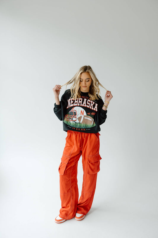 Nebraska Fleece Crew: WASHEDBLACK