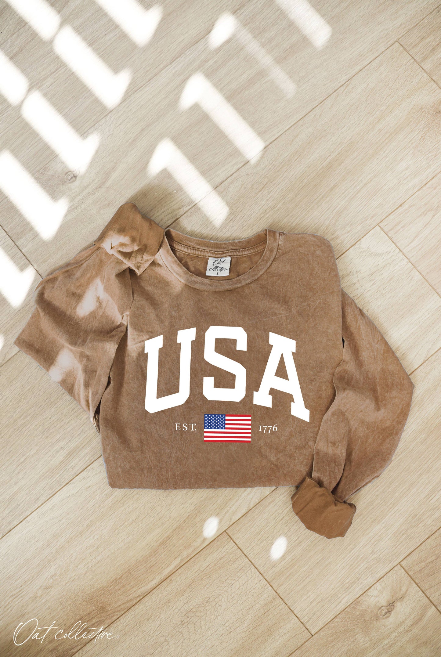 USA  Mineral Washed Long Sleeve Graphic: TOAST