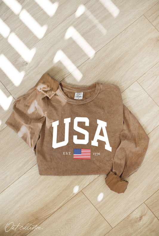 USA  Mineral Washed Long Sleeve Graphic: TOAST
