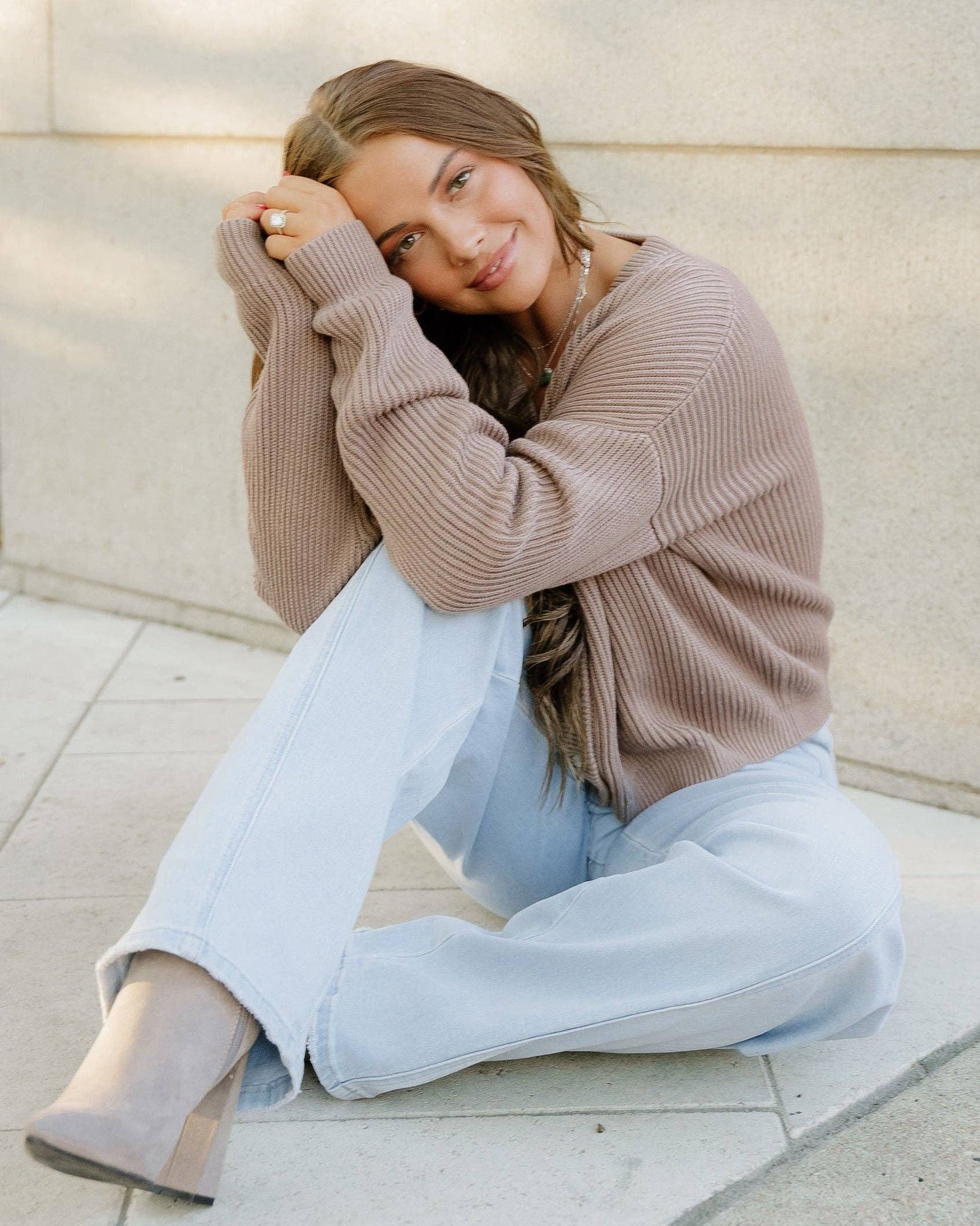 Fern Sweater Cardigan - Mocha | Ribbed Cardigan | Sweater: 3XL