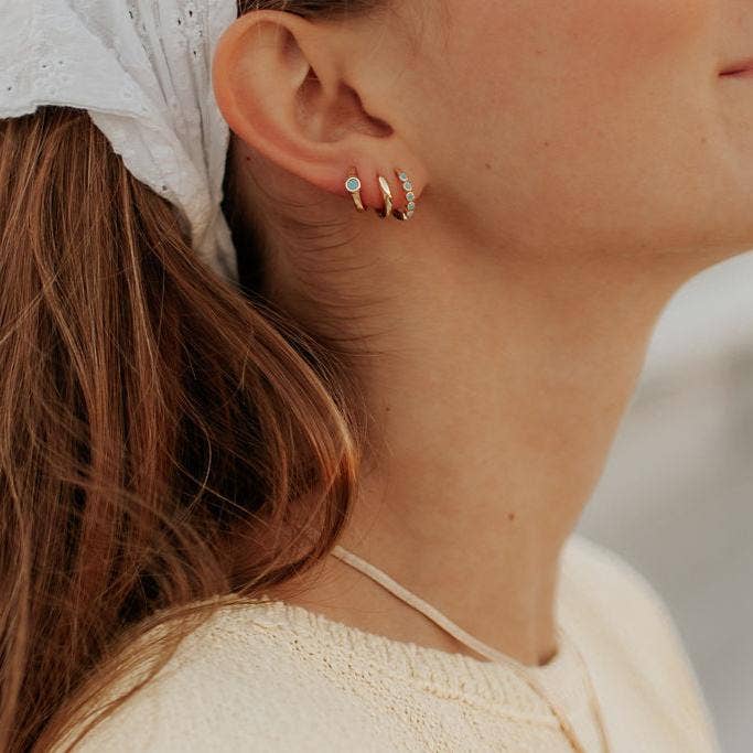 Gaby Turquoise Hoops: Silver