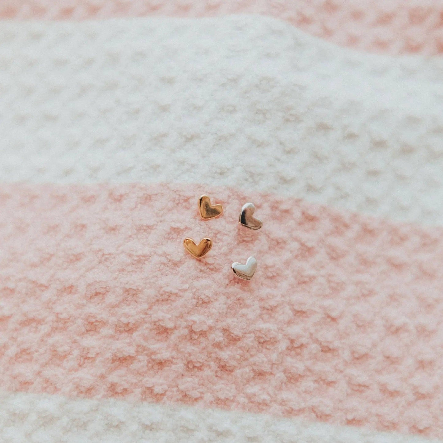 Mini Heart Studs: Gold