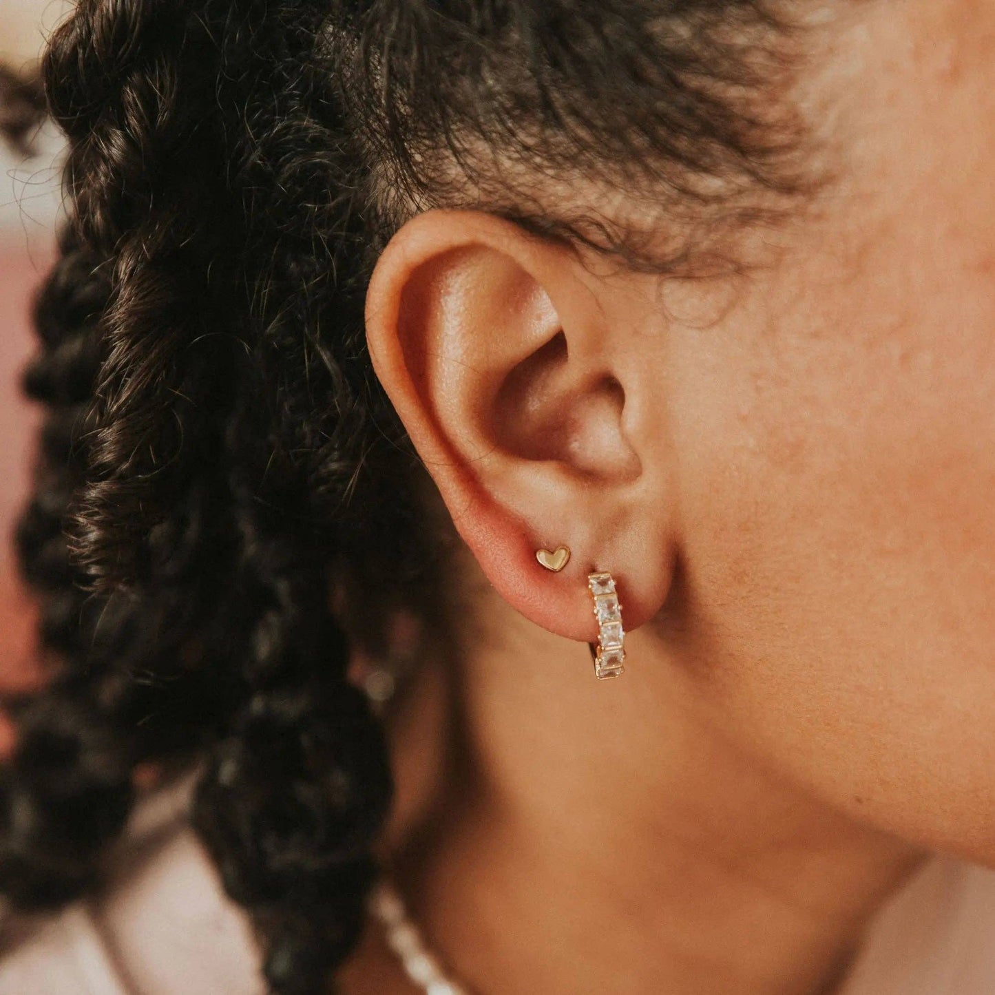 Mini Heart Studs: Gold