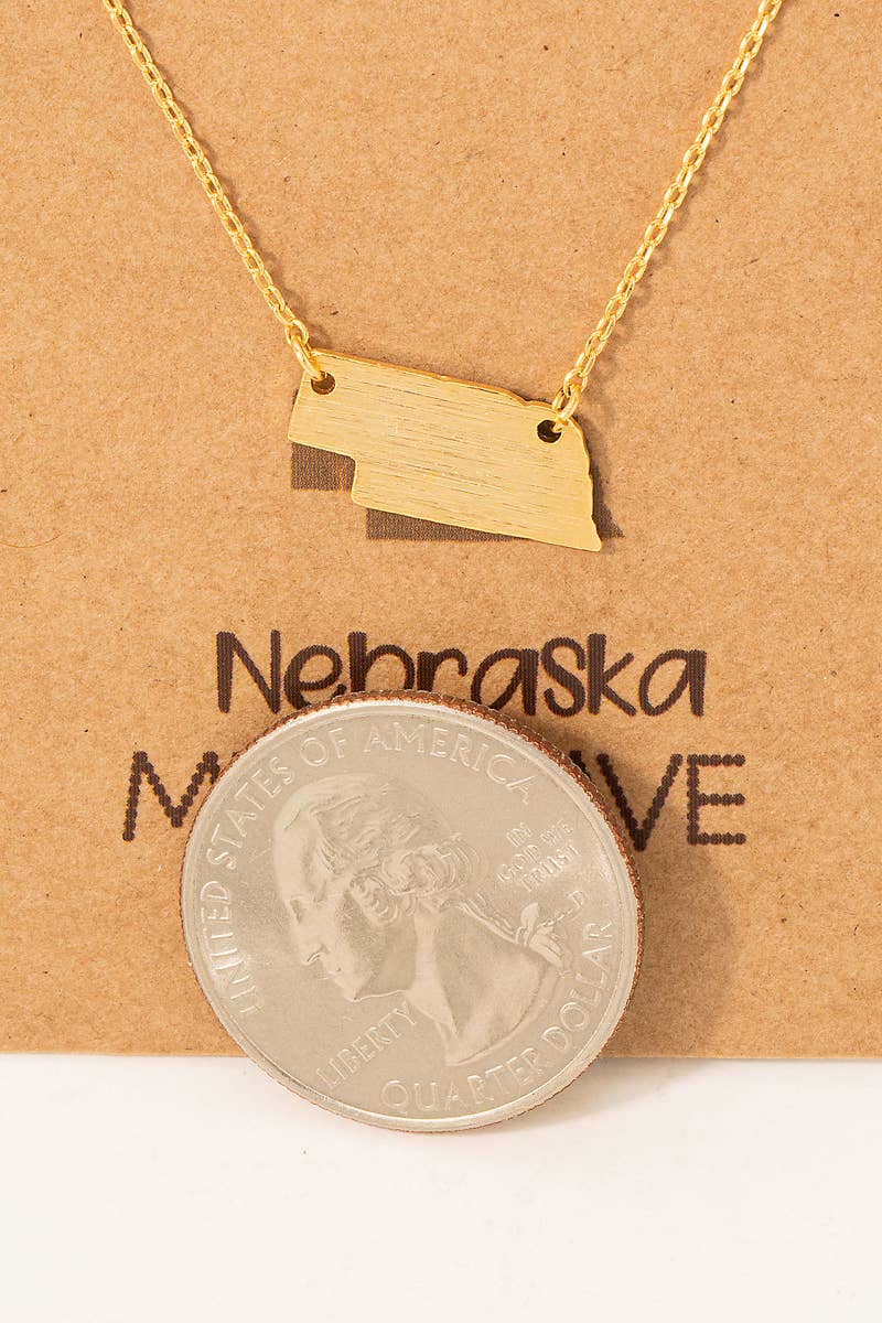 Nebraska State Plated Necklace: Gold