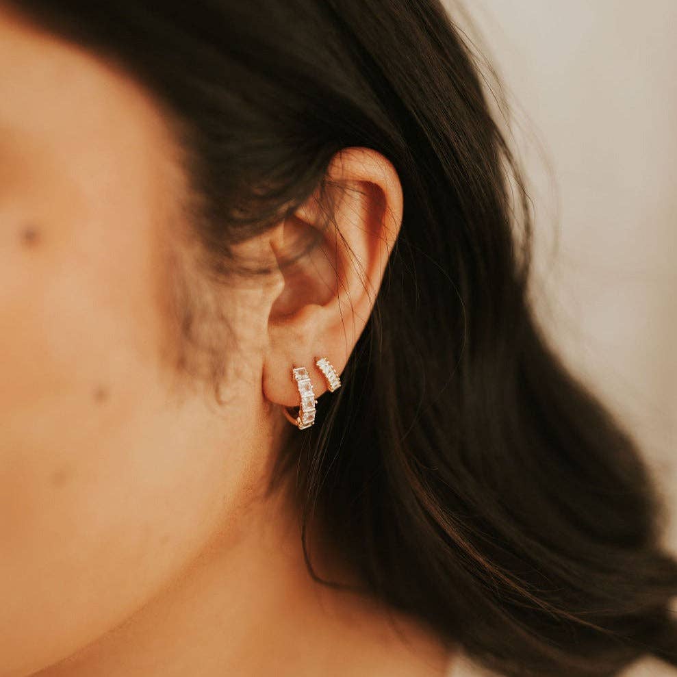 Ivy Diamond Hoops: Silver