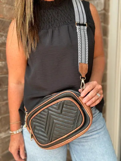 The Emily Crossbody: Black/Brown