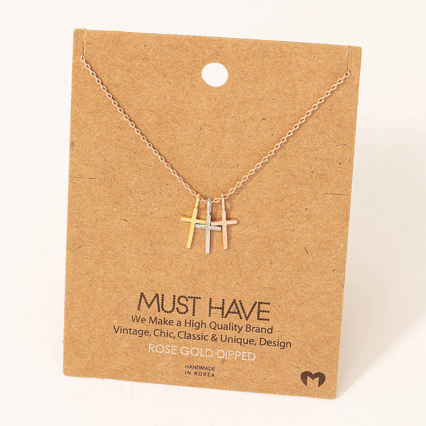 Triple Cross Pendant Necklace: G