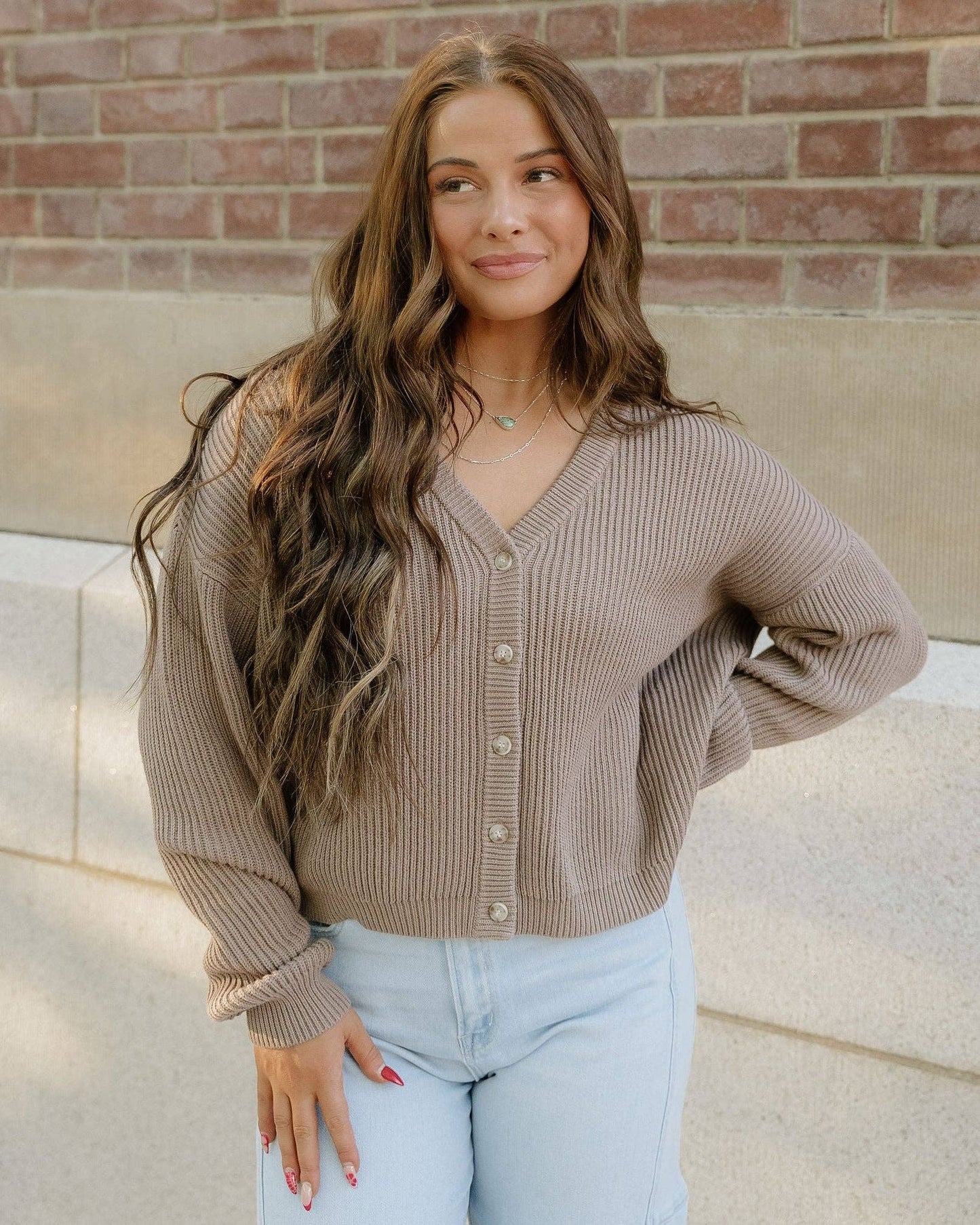 Fern Sweater Cardigan - Mocha | Ribbed Cardigan | Sweater: 3XL
