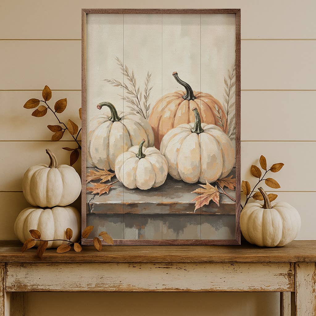 Pumpkins On Weathered Wood: 5x8