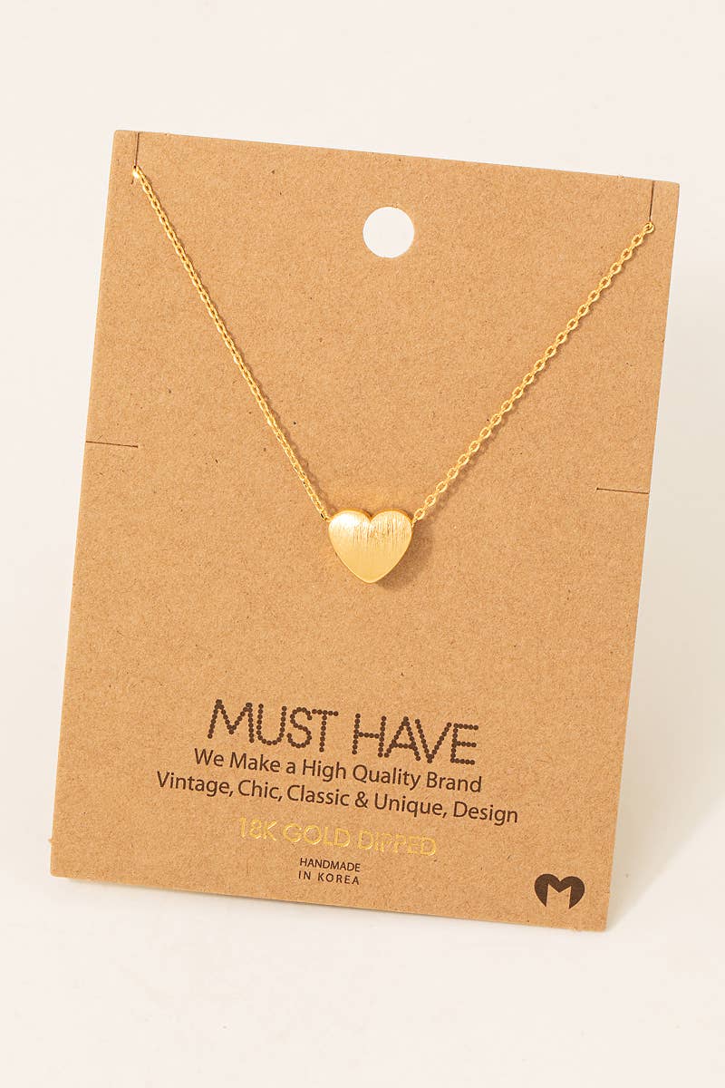 Brushed Heart Pendant Necklace: G