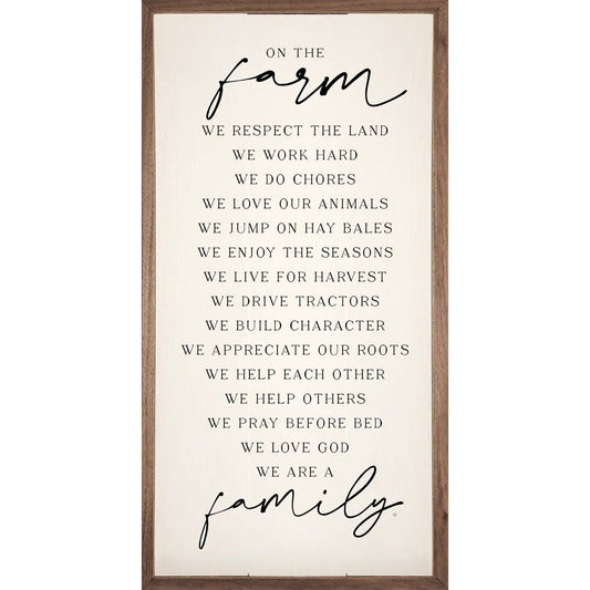 On The Farm We Are Family White: 8 x 16 x 1.5