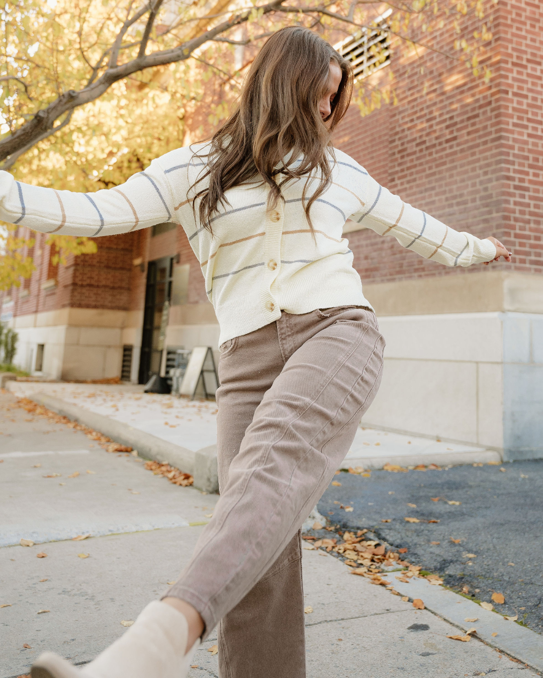 Lily Cardigan Sweater | Knitted Cardigan | Striped Cardigan: Multicolour / 100%Acrylic / L