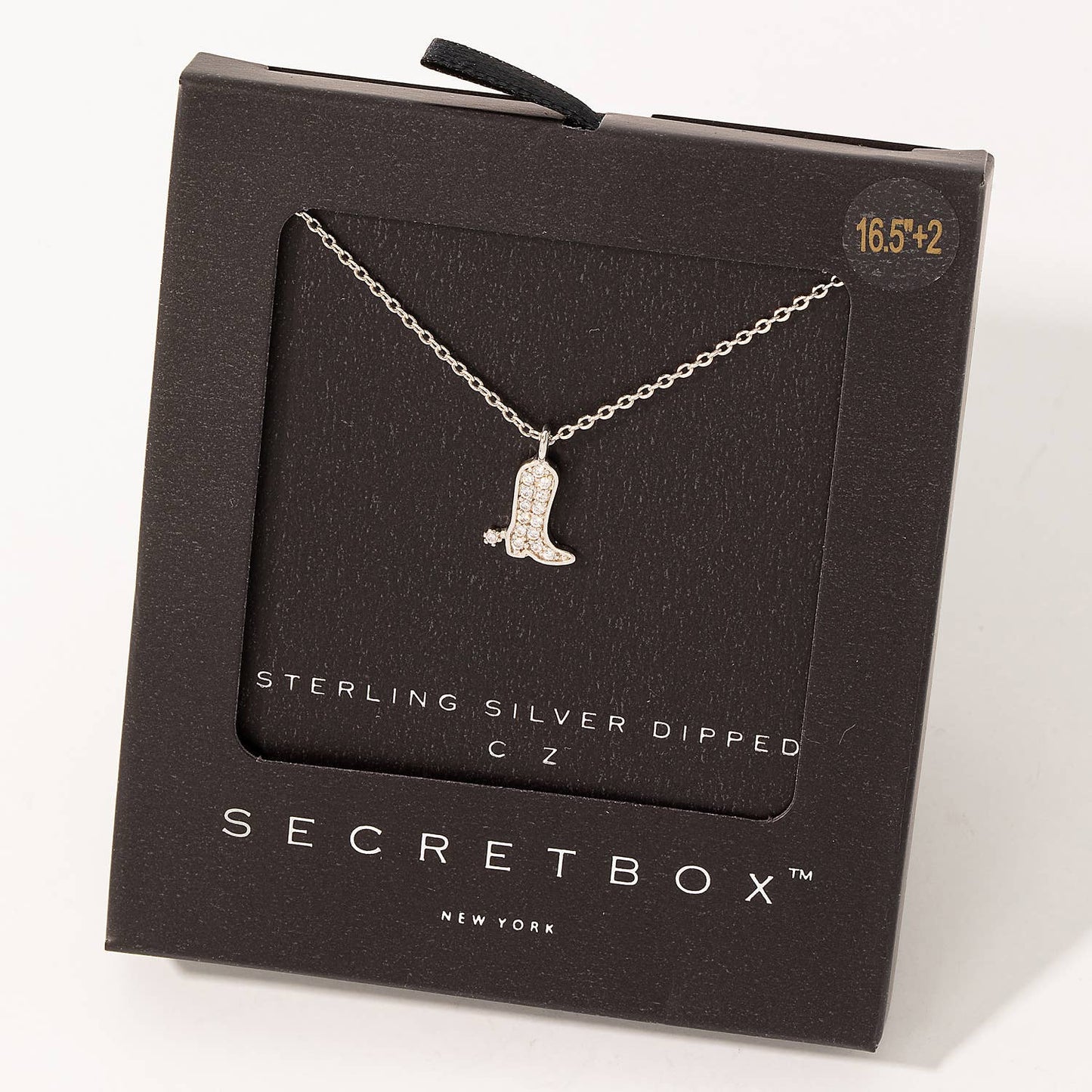 Secret Box Pave Cowboy Boot Pendant Necklace: Gold