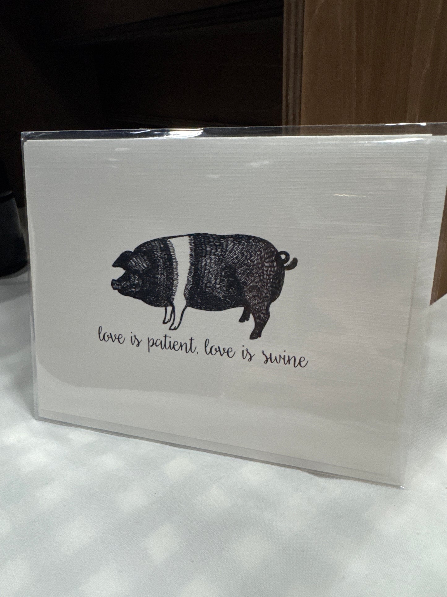 Love is Patient, Love is Swine Greeting card