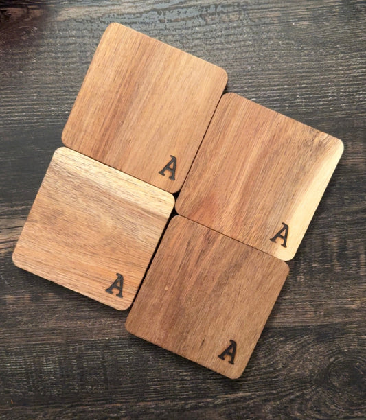 Hand Stamped “A” Coasters (set of four)