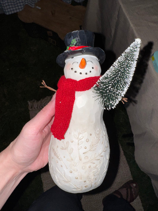 Snowman with tree