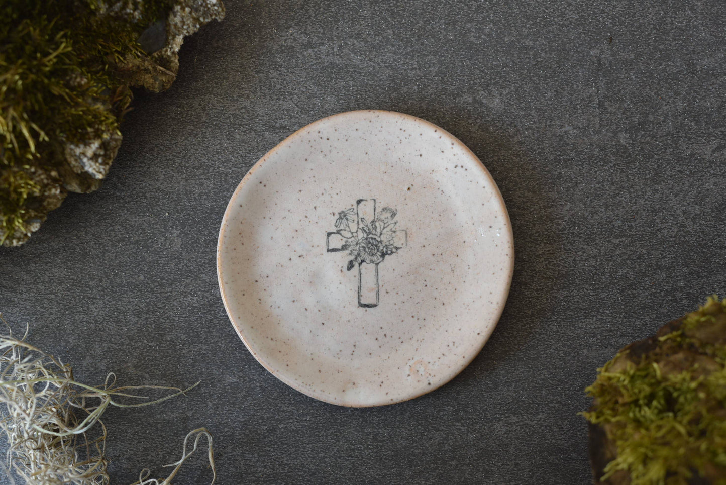 Mini Plate - Floral Cross