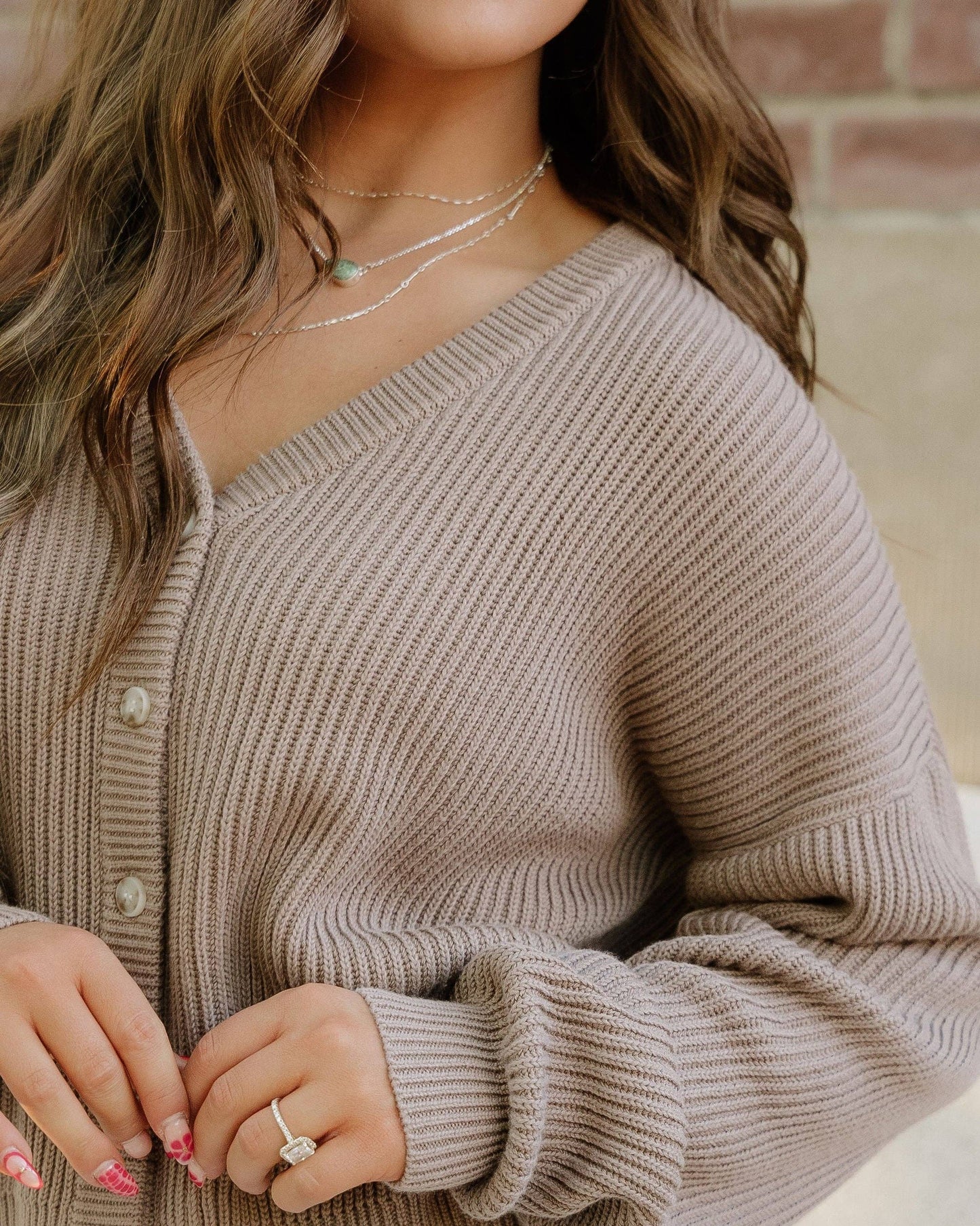 Fern Sweater Cardigan - Mocha | Ribbed Cardigan | Sweater: 3XL