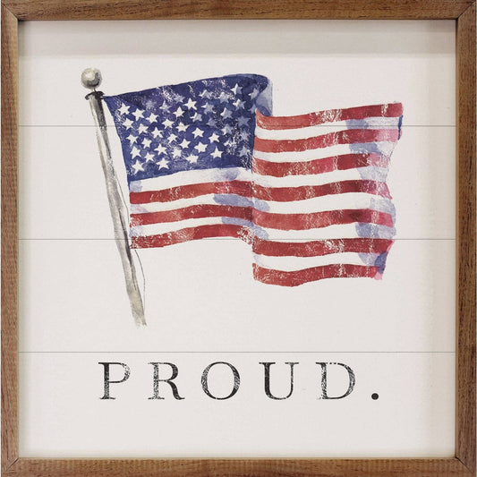 Proud American Flag White: 4 x 4 x 1