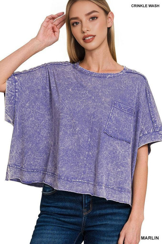 Washed Exposed Seam Oversized Tee: Purple