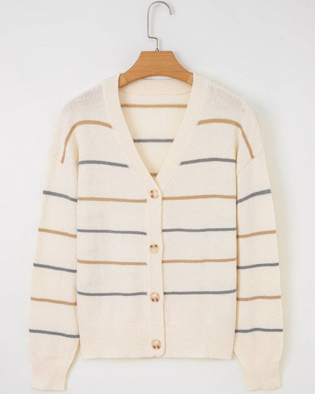 Lily Cardigan Sweater | Knitted Cardigan | Striped Cardigan: Multicolour / 100%Acrylic / L