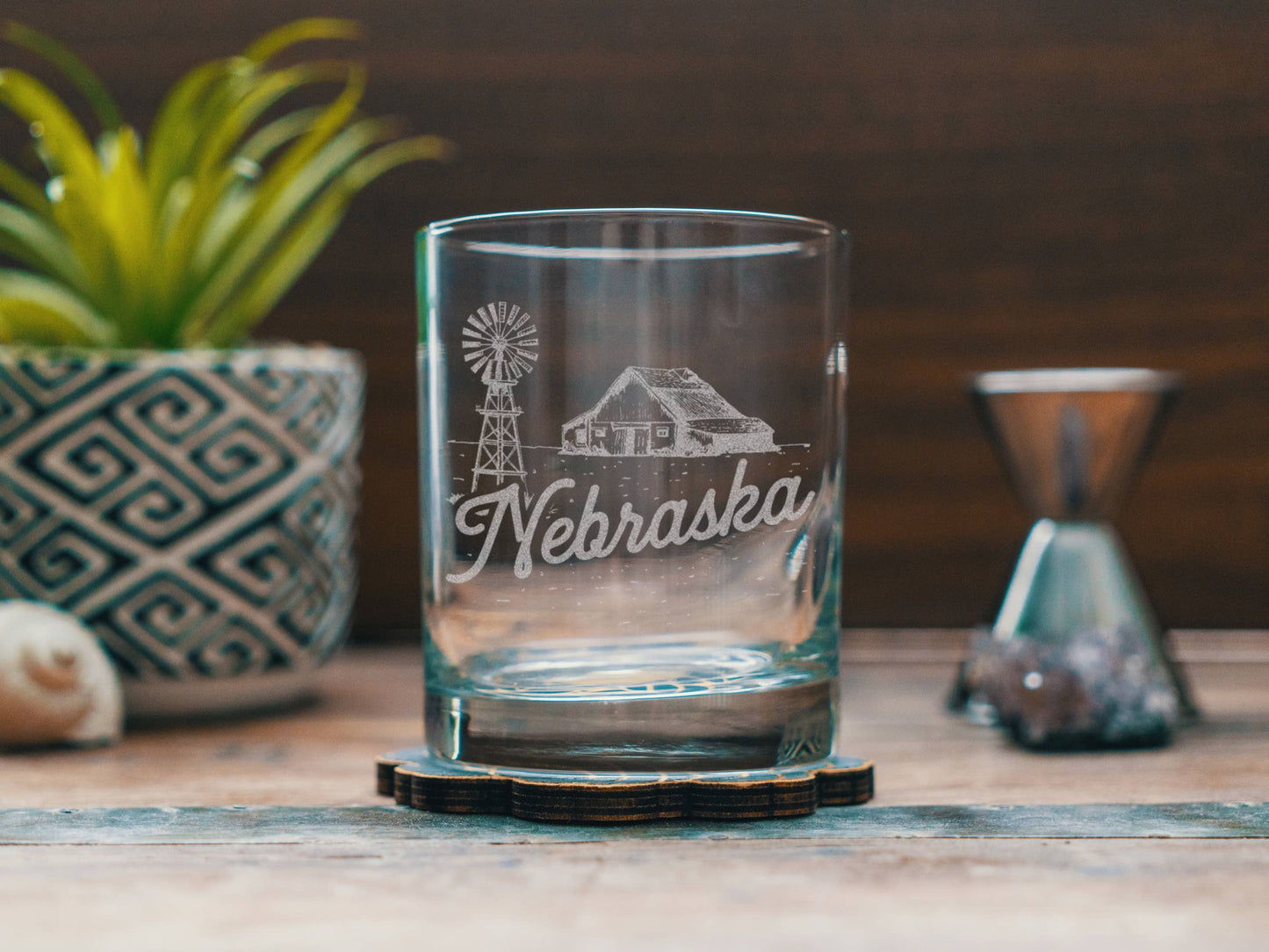 Nebraska State Drinking Glasses: Old Fashion ~ 12 oz