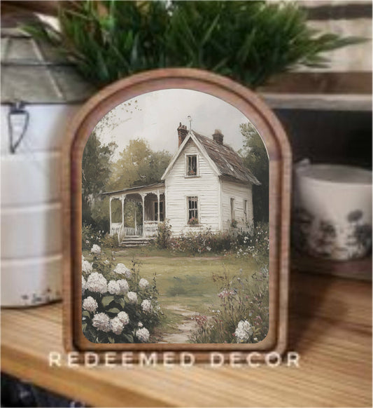 Arch Top Spring Farmhouse Framed Art : 6x8"