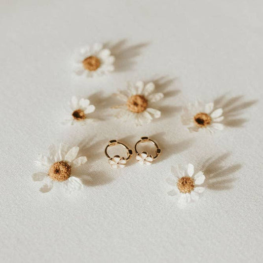 Flower Mini Hoops: Gold